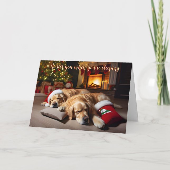 Golden Retrievers Asleep Holiday Card Feiertagskarte (Vorderseite)
