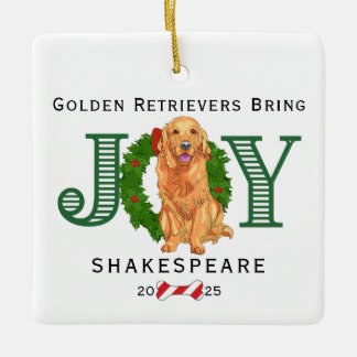 Golden Retrievers bringen Freude Keramikornament