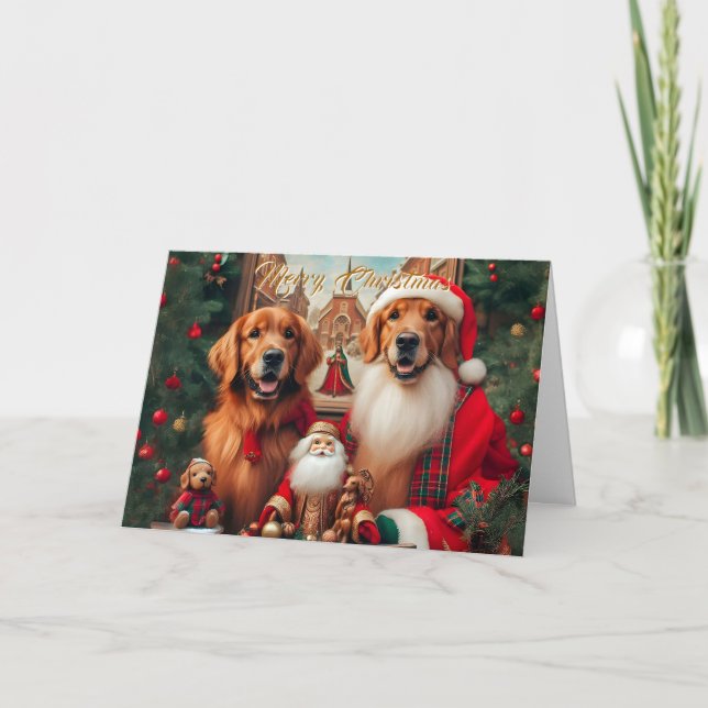 Golden Retrievers Elegante Weihnachtskarte Feiertagskarte (Vorderseite)