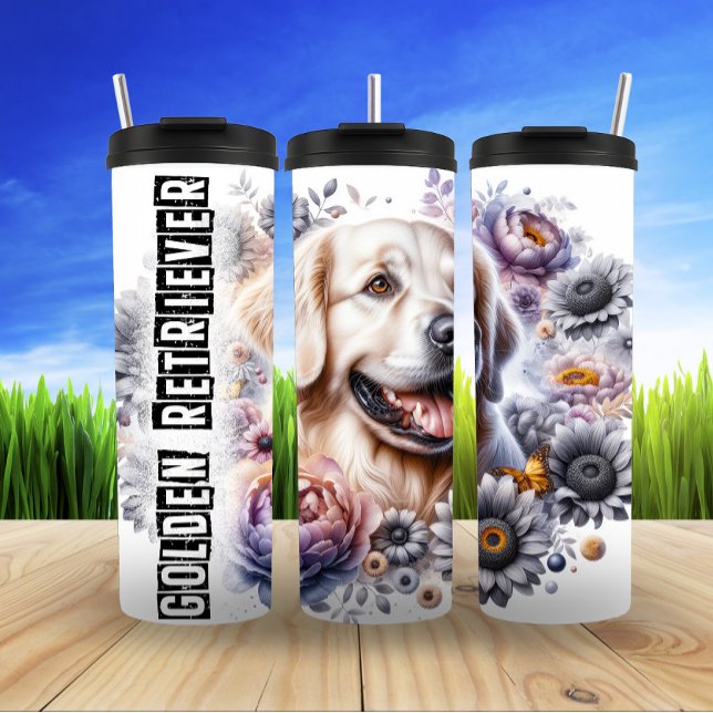 Golden Retriever's Gentle Garden Thermosbecher (Von Creator hochgeladen)