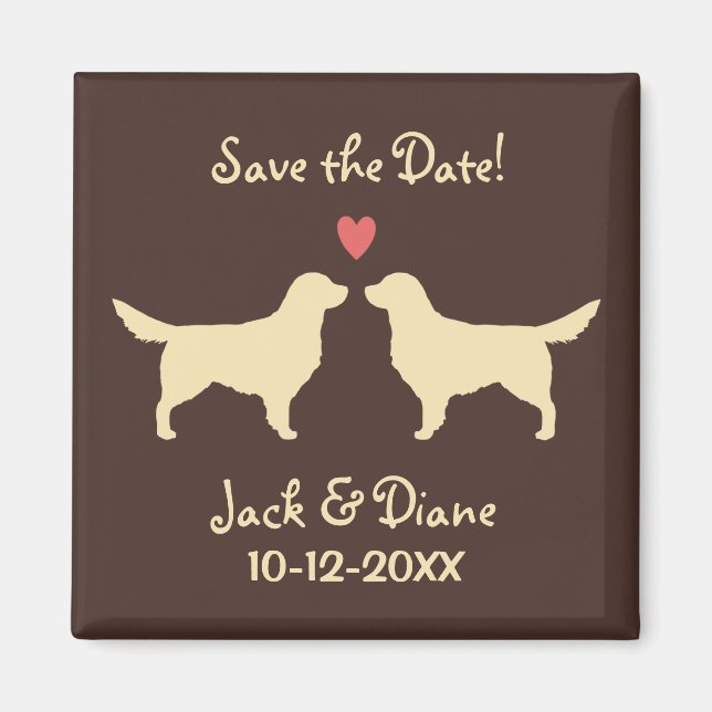 Golden Retrievers Hochzeit Sichern Sie das Datum Magnet (Vorne)