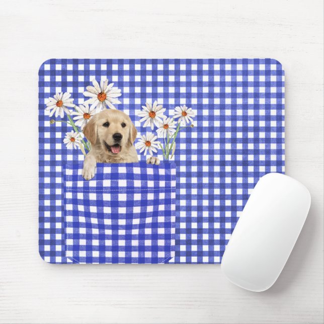 Golden Retrievers in Gingham Pocket Mouse Pad Mousepad (Mit Mouse)