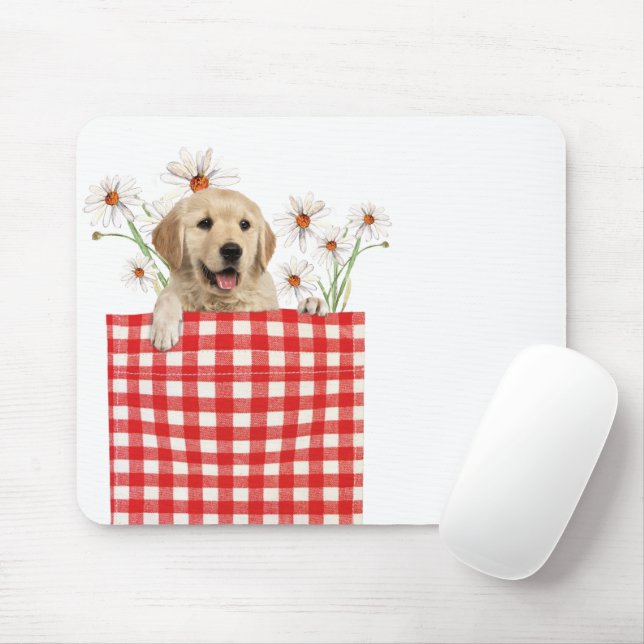 Golden Retrievers in Gingham Pocket Mousepad (Mit Mouse)