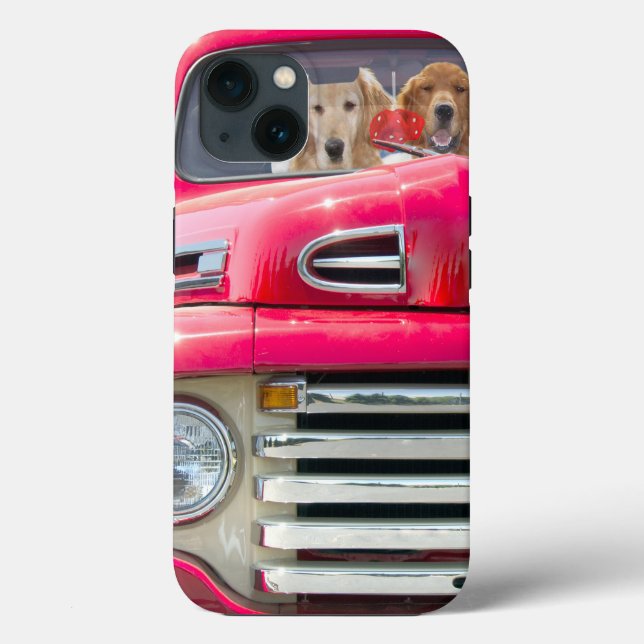 Golden Retrievers in Red Truck Case-Mate iPhone Hülle (Rückseite)