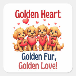 Golden Retrievers Niedlich Hunde LIEBE Quadratischer Aufkleber
