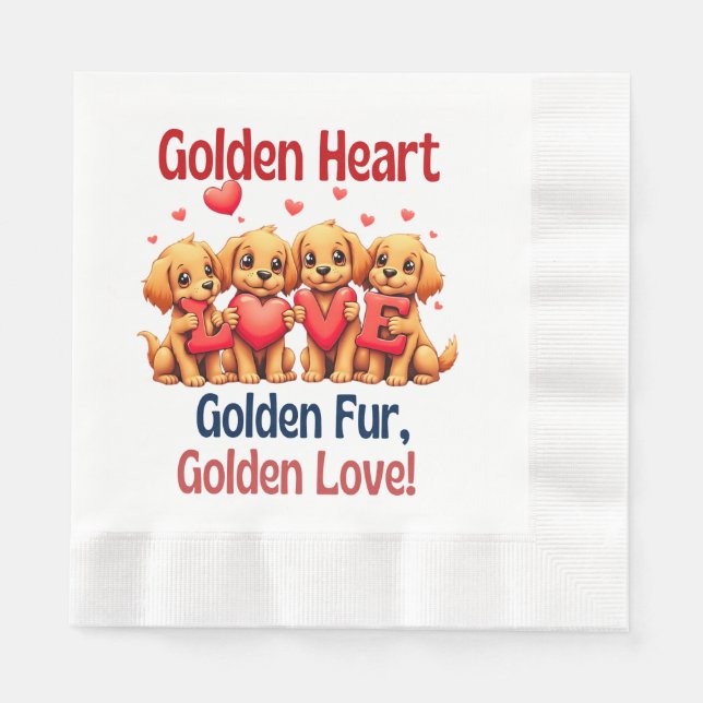 Golden Retrievers Niedlich Hunde LIEBE Serviette (Vorderseite)