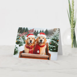 Golden Retrievers Sleigh Riad Weihnachtskarte Feiertagskarte