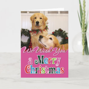 Golden Retrievers Weihnachtsfeier Fotokarte Feiertagskarte