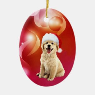 Golden retrieverwelpe Weihnachten Keramikornament