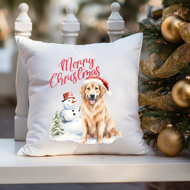 GOLDEN RETRIVER DOG WEIHNACHTSMANNMÜTZE MERRY CHRI KISSEN (DECOR YOUR HOUSE DURING CHRISTMAS SEASON PILLOW WITH DOG THEME GOLDEN RETRIEVER)