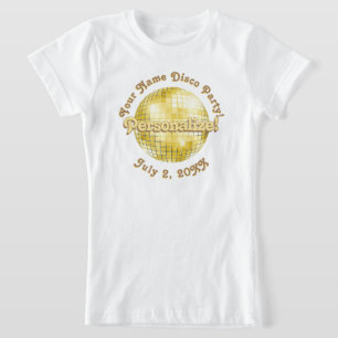 Golden Retro Disco Ball PERSONALISIERTER T - Shirt