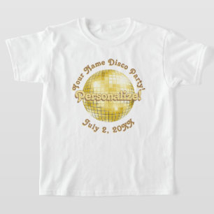 Golden Retro Disco Ball PERSONALISIERTER T - Shirt