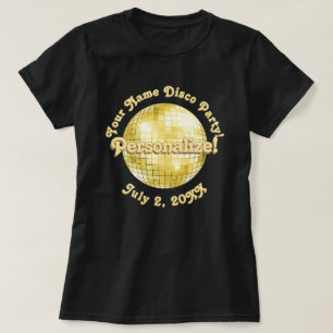 Golden Retro Disco Ball PERSONALISIERTER T - Shirt
