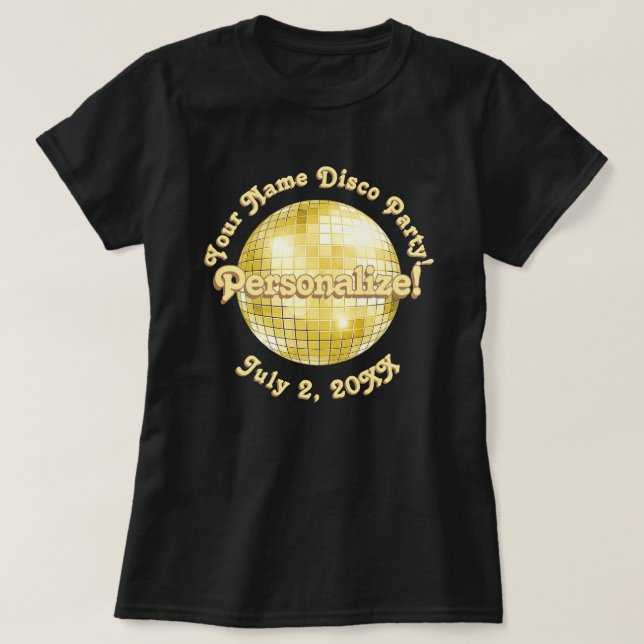 Golden Retro Disco Ball PERSONALISIERTER T - Shirt (Design vorne)