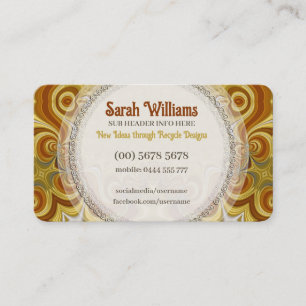 Golden Retro Groovy Wirbel mit Logo Business Card Visitenkarte