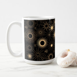 Golden Retro-stylisierte Sonnenstrahlen Kaffeetasse