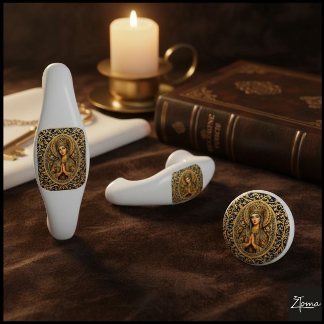 Golden Reverence Virgin Mary Keramikknauf (Von Creator hochgeladen)