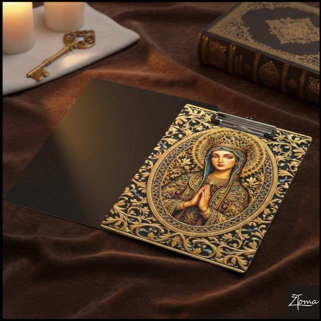 Golden Reverence Virgin Mary Klemmbrett (Von Creator hochgeladen)