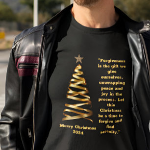 Golden Ribbon Weihnachtsbaum T-Shirt