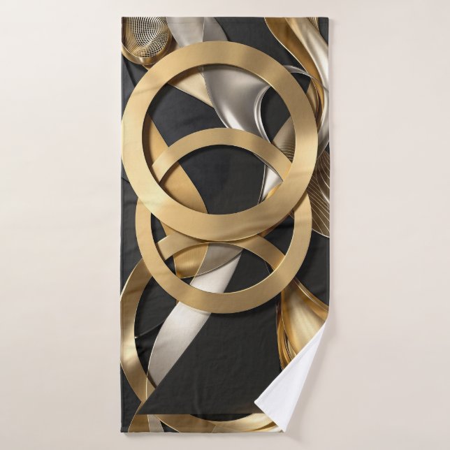 Golden Rings Abstrakt Art - Modernes Luxus Design Badehandtuch (Badehandtuch)