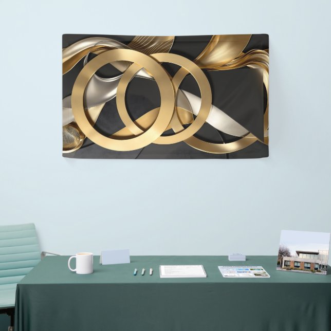 Golden Rings Abstrakt Art - Modernes Luxus Design Banner (Messeveranstaltung)