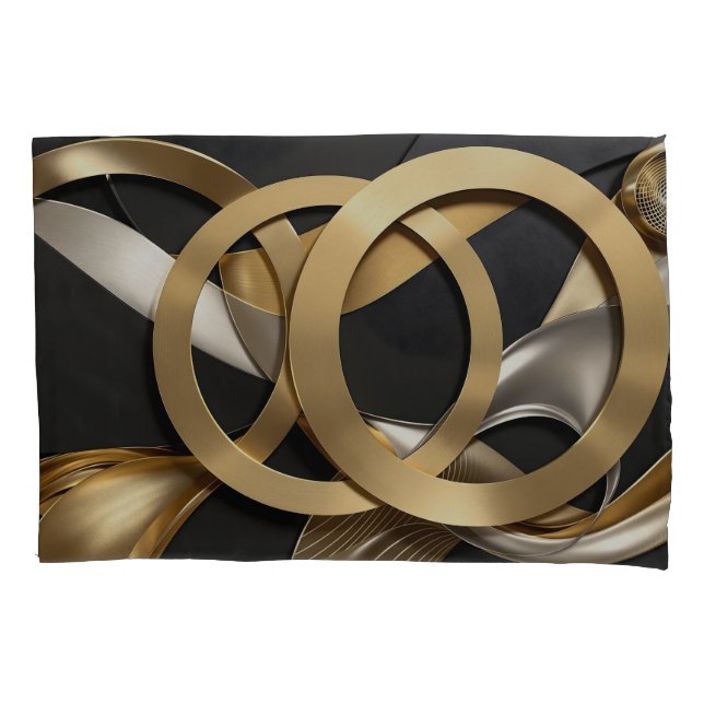 Golden Rings Abstrakt Art - Modernes Luxus Design Kissenbezug (Vorderseite)