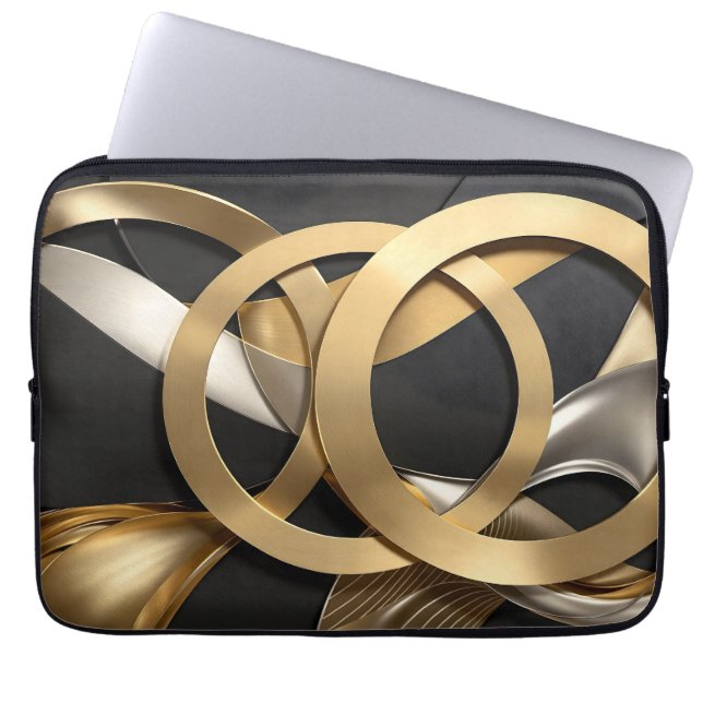 Golden Rings Abstrakt Art - Modernes Luxus Design Laptopschutzhülle (Vorderseite)