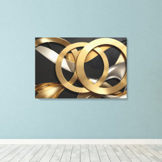 Golden Rings Abstrakt Art - Modernes Luxus Design Leinwanddruck