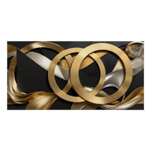 Golden Rings Abstrakt Art - Modernes Luxus Design Poster