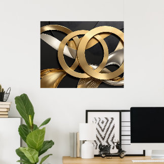 Golden Rings Abstrakt Art - Modernes Luxus Design Poster
