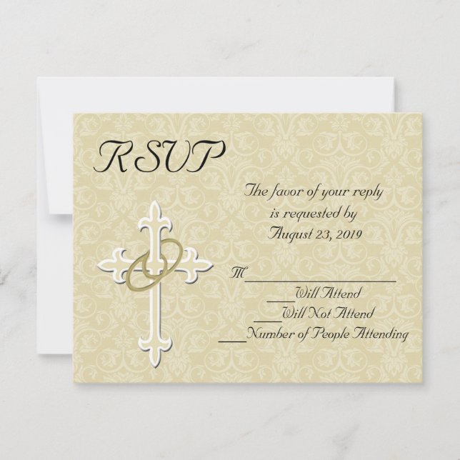 Golden Rings Christlich Wedding RSVP Card (Vorderseite)
