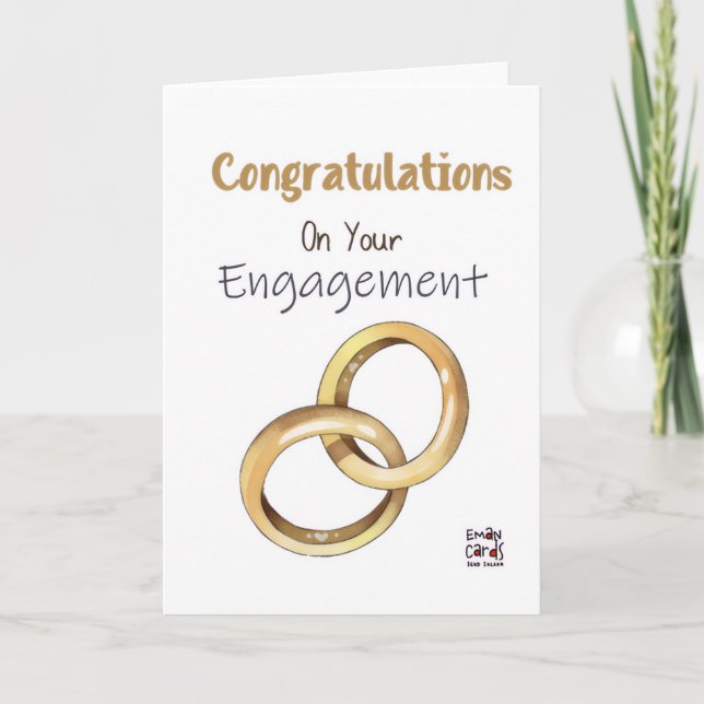 Golden Rings Engagement Card Karte (Vorderseite)