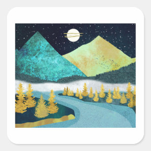 Golden River Quadratischer Aufkleber