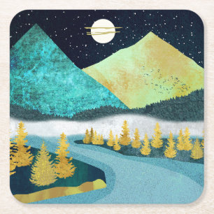 Golden River Rechteckiger Pappuntersetzer