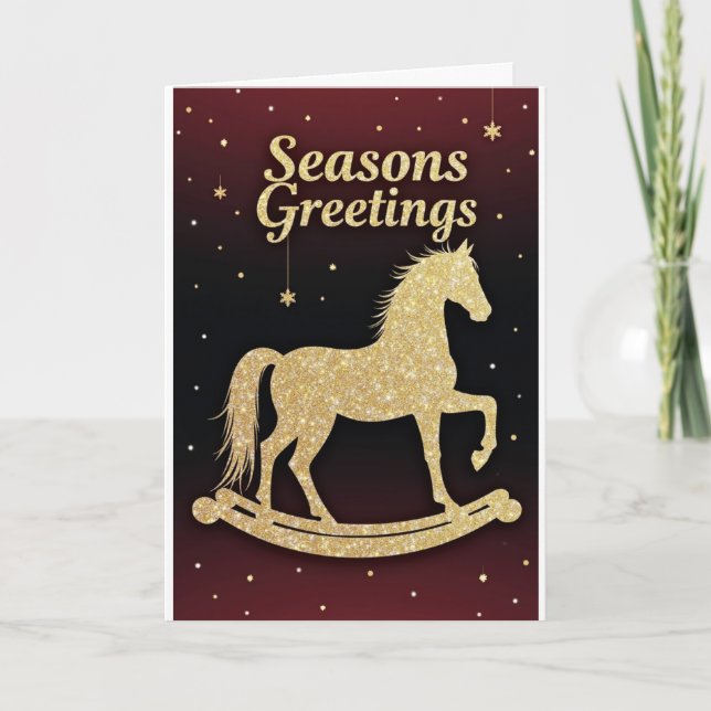 Golden Rocking Horse – Holiday Card Karte (Vorderseite)