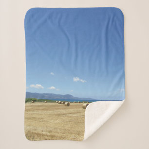 Golden Rolls of Hay and Deep Blue Sea Design Sherpadecke