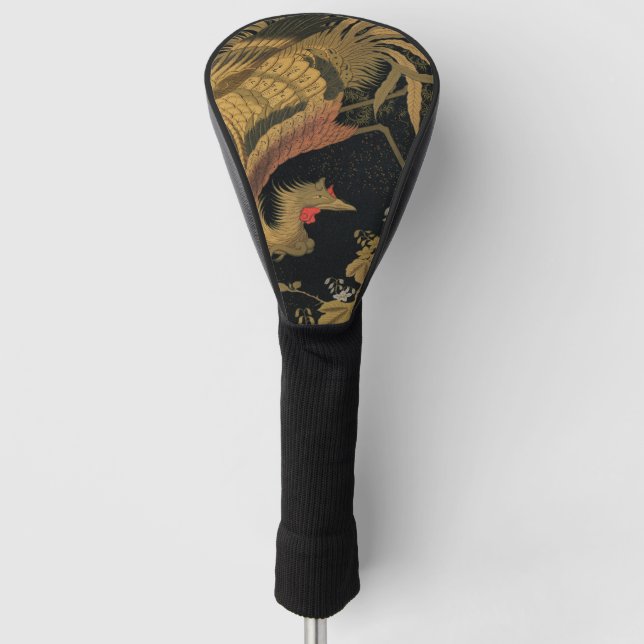 Golden Rooster Bird Japanisch Klassische Antike Golf Headcover (Vorderseite)