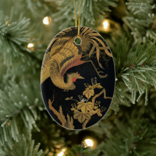 Golden Rooster Bird Japanisch Klassische Antike Keramik Ornament