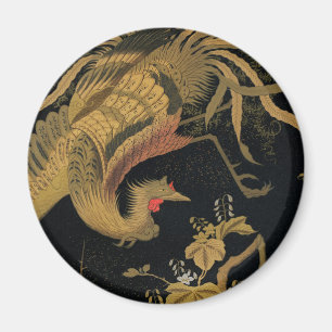 Golden Rooster Bird Japanisch Klassische Antike Magnet