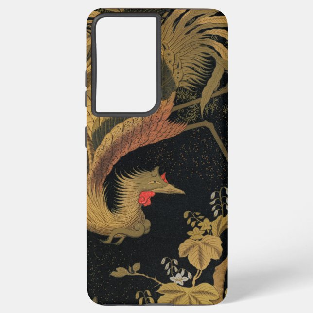 Golden Rooster Bird Japanisch Klassische Antike Samsung Galaxy Hülle (Rückseite)
