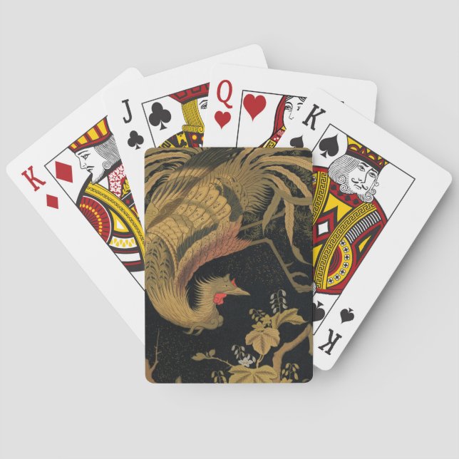 Golden Rooster Bird Japanisch Klassische Antike Spielkarten (Rückseite)