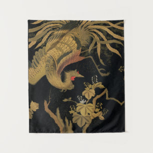 Golden Rooster Bird Japanisch Klassische Antike Wandteppich