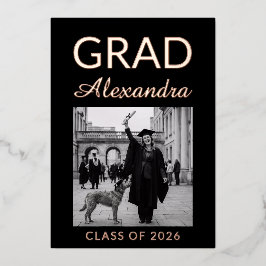 Golden Rose Ivory DVM Photo Graduation Party Folieneinladung