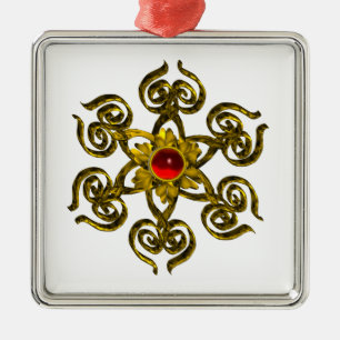 GOLDEN ROSE RUBY, weiß Silbernes Ornament