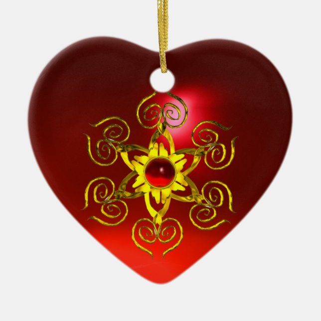 GOLDEN ROSE RUBY, Weißherz Keramik Ornament (Vorne)