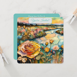 Golden Rose Tal Sunrise Bridal Einladung