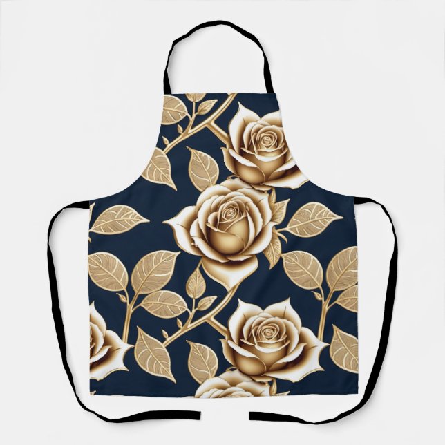 Golden Roses With A Metallic Finish Schürze (Vorderseite)