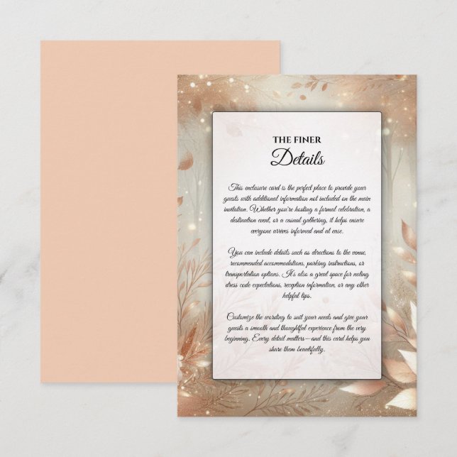 Golden Rosewood Enchanted Forest Wedding Begleitkarte (Vorne/Hinten)