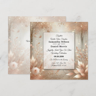 Golden Rosewood Enchanted Forest Wedding Einladung