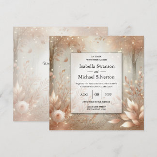 Golden Rosewood Enchanted Forest Wedding Einladung